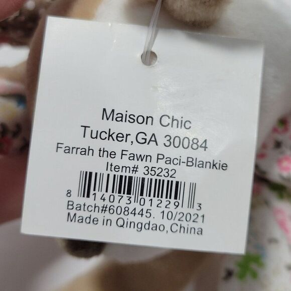 Maison Chic Farrah the Fawn Deer Lovey Paci Holder Blankie Pink Tan Floral NEW - Picture 12 of 15